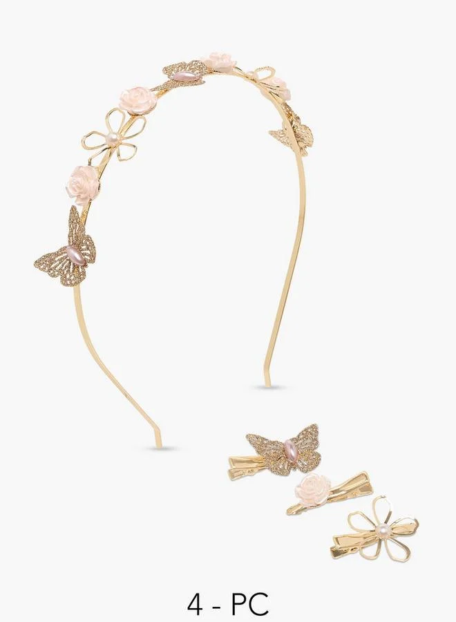 Flora Bella By Shoexpress Pack Of 4 Hairband And Hair Clip With Embellished Detail Ramadan Collections